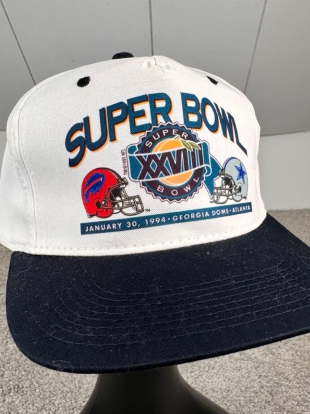 Vintage 1994 Super Bowl XXVIII Georgia Dome Snapback Hat New Era Buffalo Bills